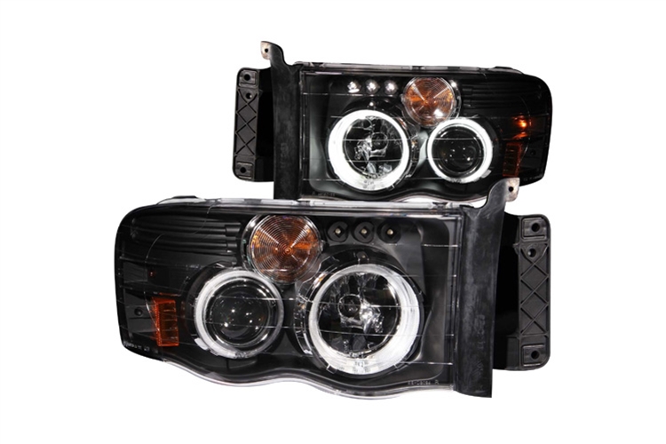 Anzo Black Halogen Projector Headlights 02-05 Dodge Ram - Click Image to Close